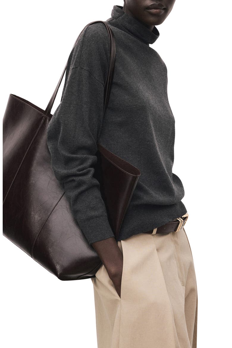 Draped Turtleneck Sweater, Alternate, color, CHARCOAL