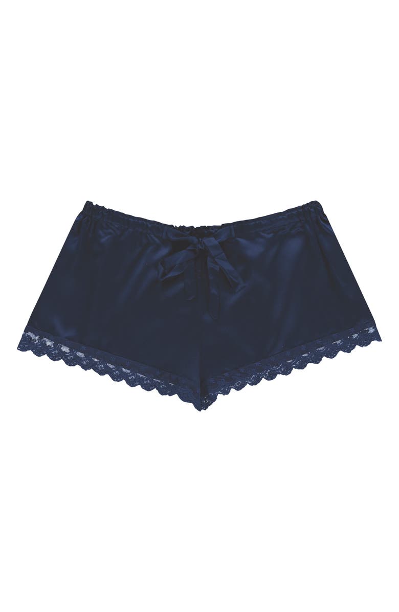 Flora Nikrooz Victoria Satin Lounge Shorts, Alternate, color, Estate Blue