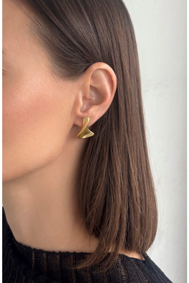 14K Gold Plated Twisted Stud Earrings, Alternate, color, GOLD
