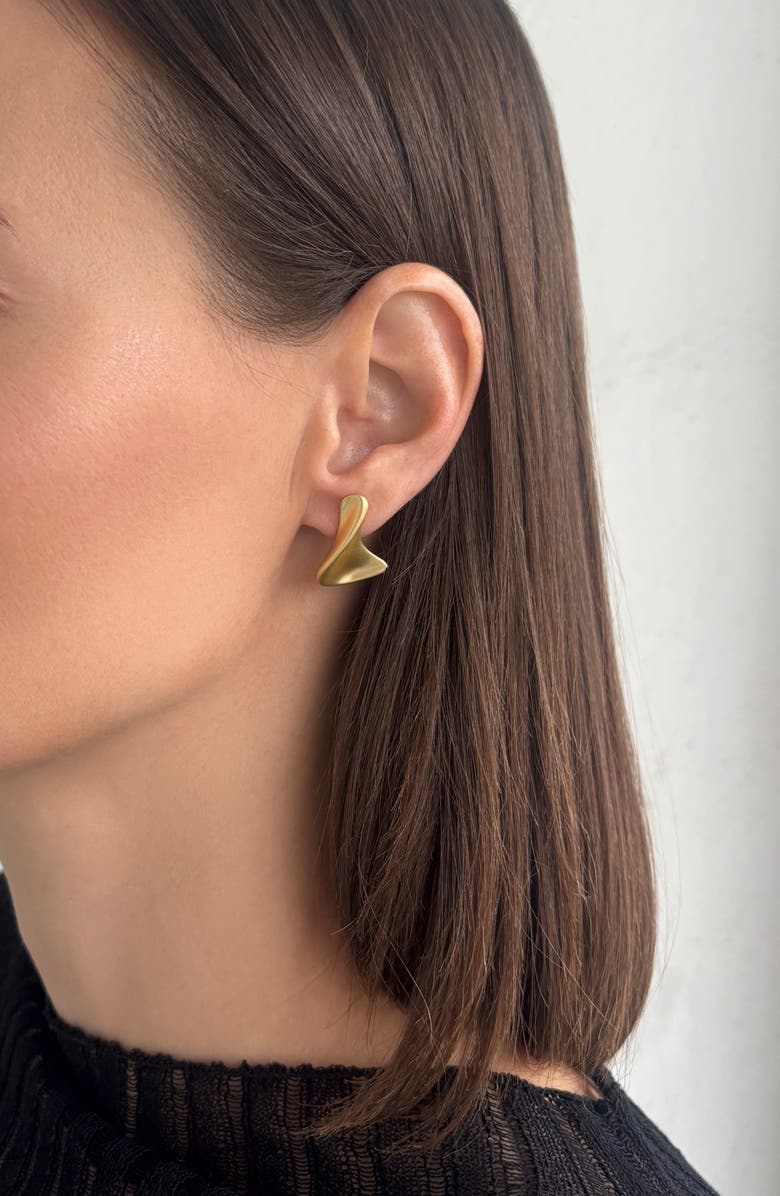 Adornia 14K Gold Plated Twisted Stud Earrings, Alternate, color, 