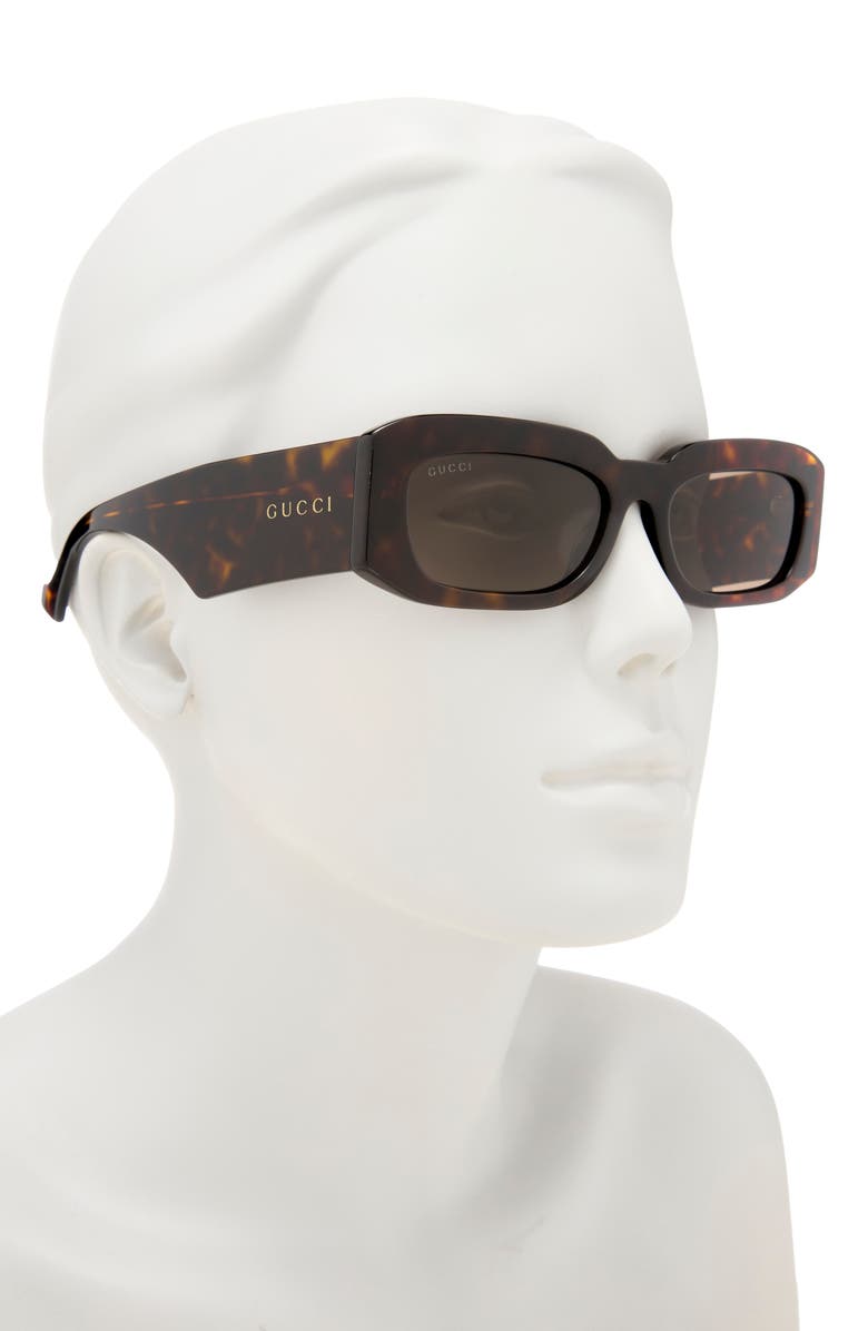 Gucci 54mm Rectangular Sunglasses, Alternate, color, Havana Havana Brown