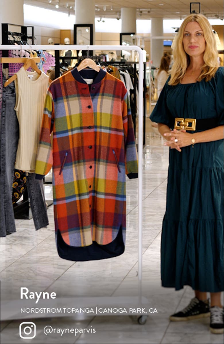 The Long Plaid Wool Blend Bomber Jacket, sales video thumbnail