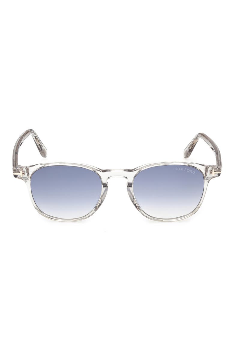 Holt 50mm Gradient Round Sunglasses, Main, color, SHINY GREY / BLUE LENS