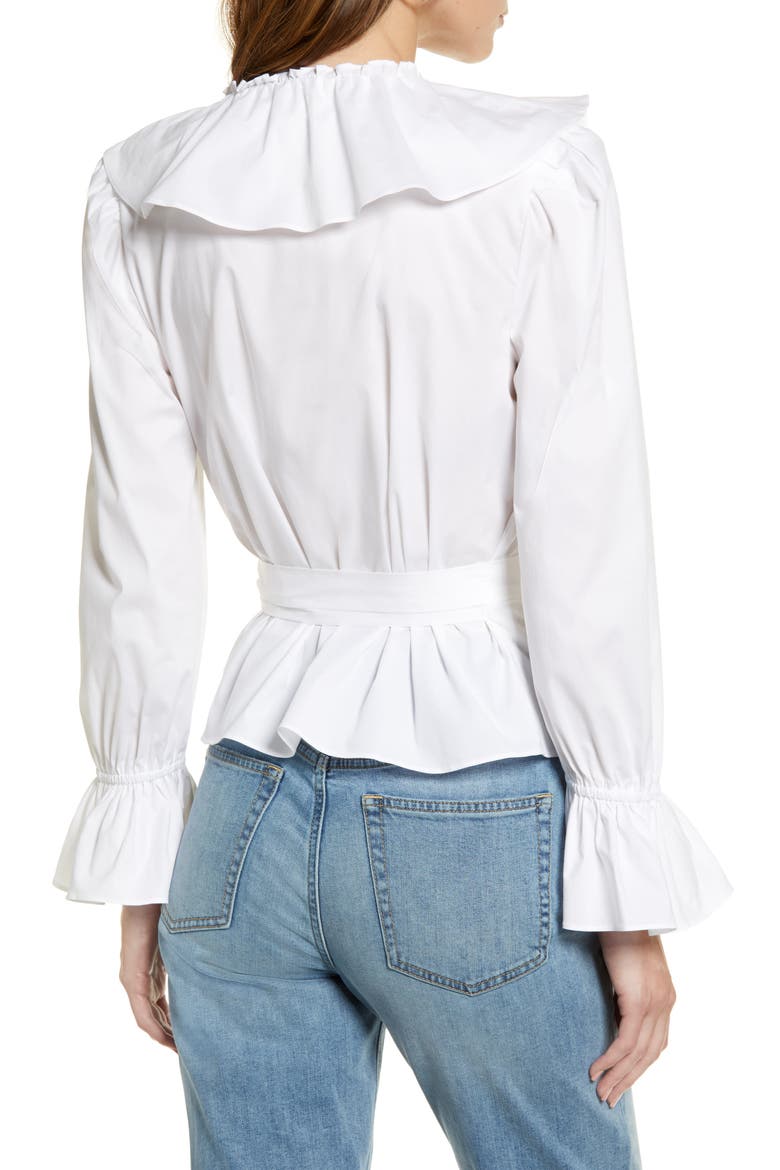 Ruffle Wrap Top, Alternate, color, WHITE