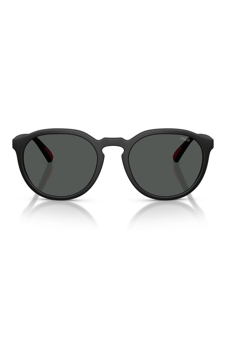 53mm Round Sunglasses, Main, color, MATTE BLACK / DARK GREY