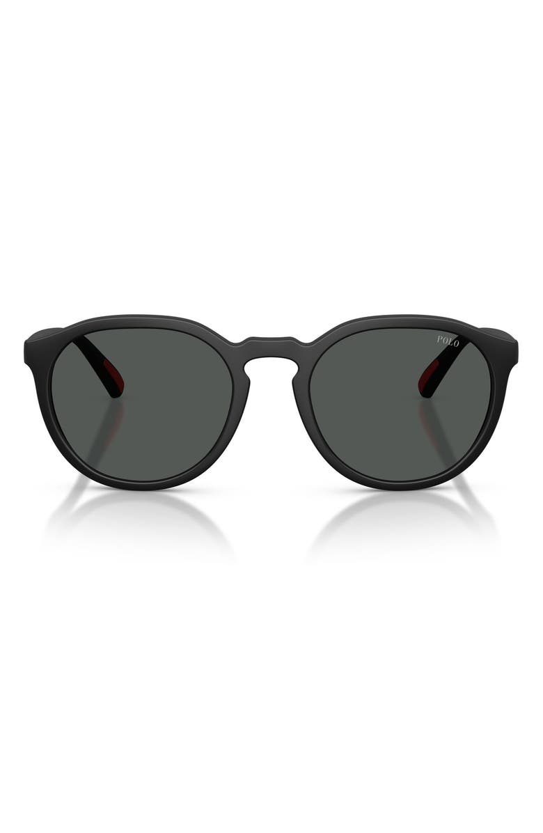 Polo Ralph Lauren 53mm Round Sunglasses, Main, color, Matte Black / Dark Grey
