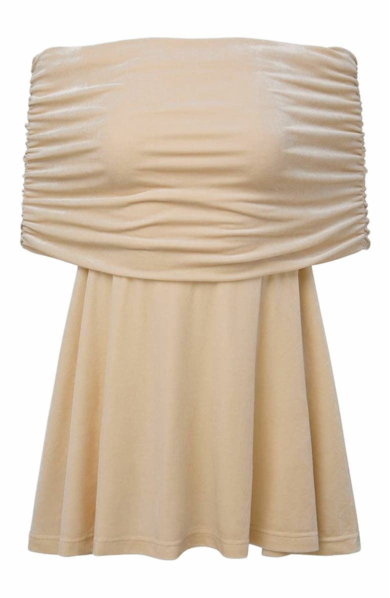 WeWoreWhat Off Shoulder Mini Dress, Main, color, Champagne