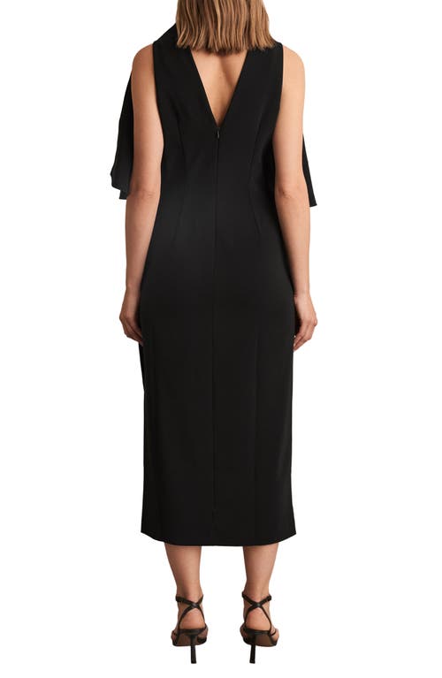 Reiss Black Draped-front High-neck Midi Dress In Black
