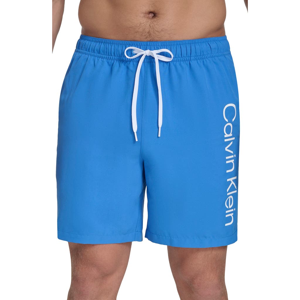 Shop Calvin Klein Core Volley Swim Trunks In Blue