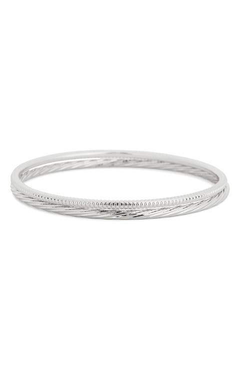 Set of 2 Demi Fine Textured Bangle Bracelets