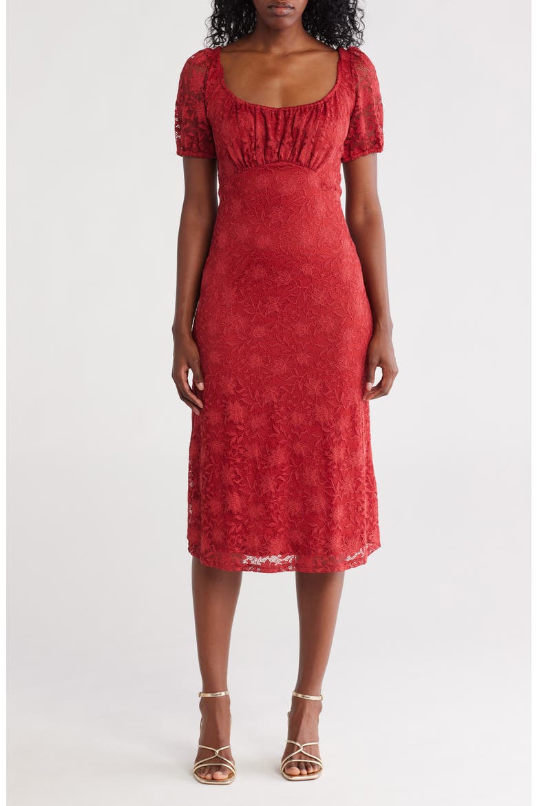 Puff Sleeve Lace Dress, Main, color, ORANGE