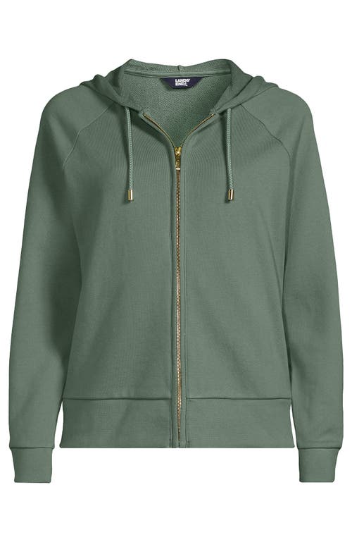 Lands' End Serious Sweats Relaxed Long Sleeve Full Zip Hoodie Sweatshirt In Lily Pad Green