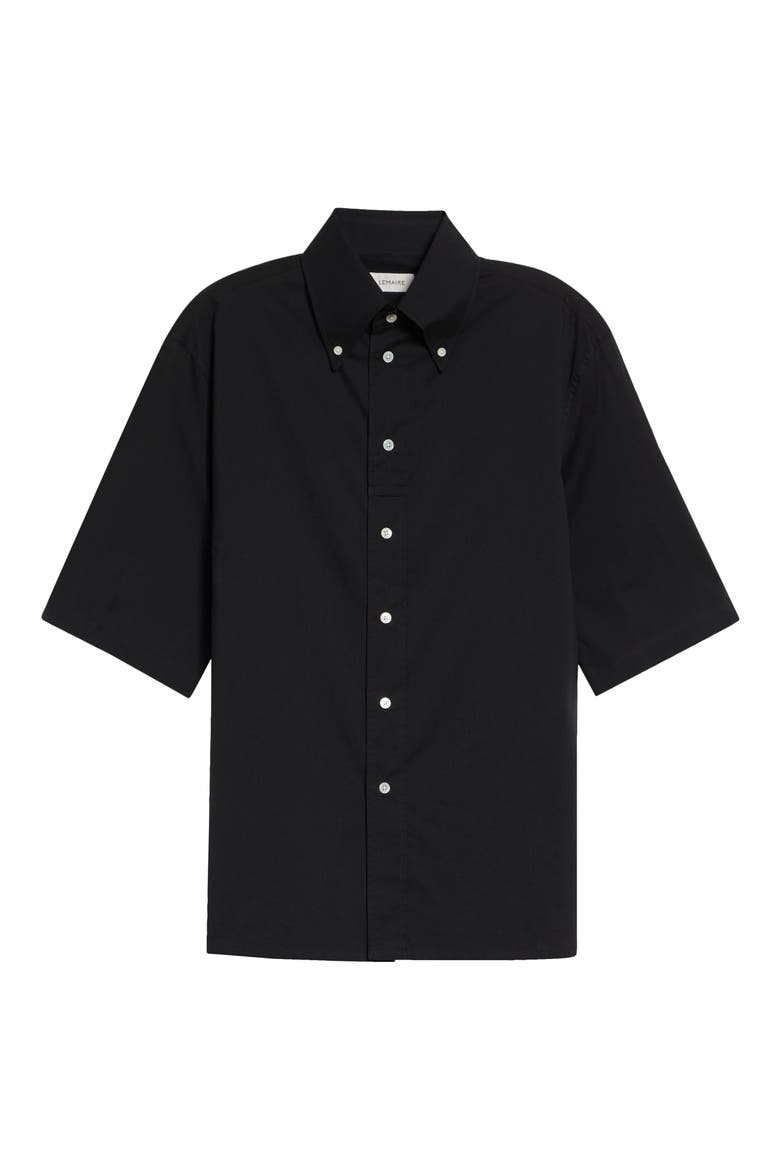Short Sleeve Cotton Muslin Button-Down Shirt, Alternate, color, SQUID INK