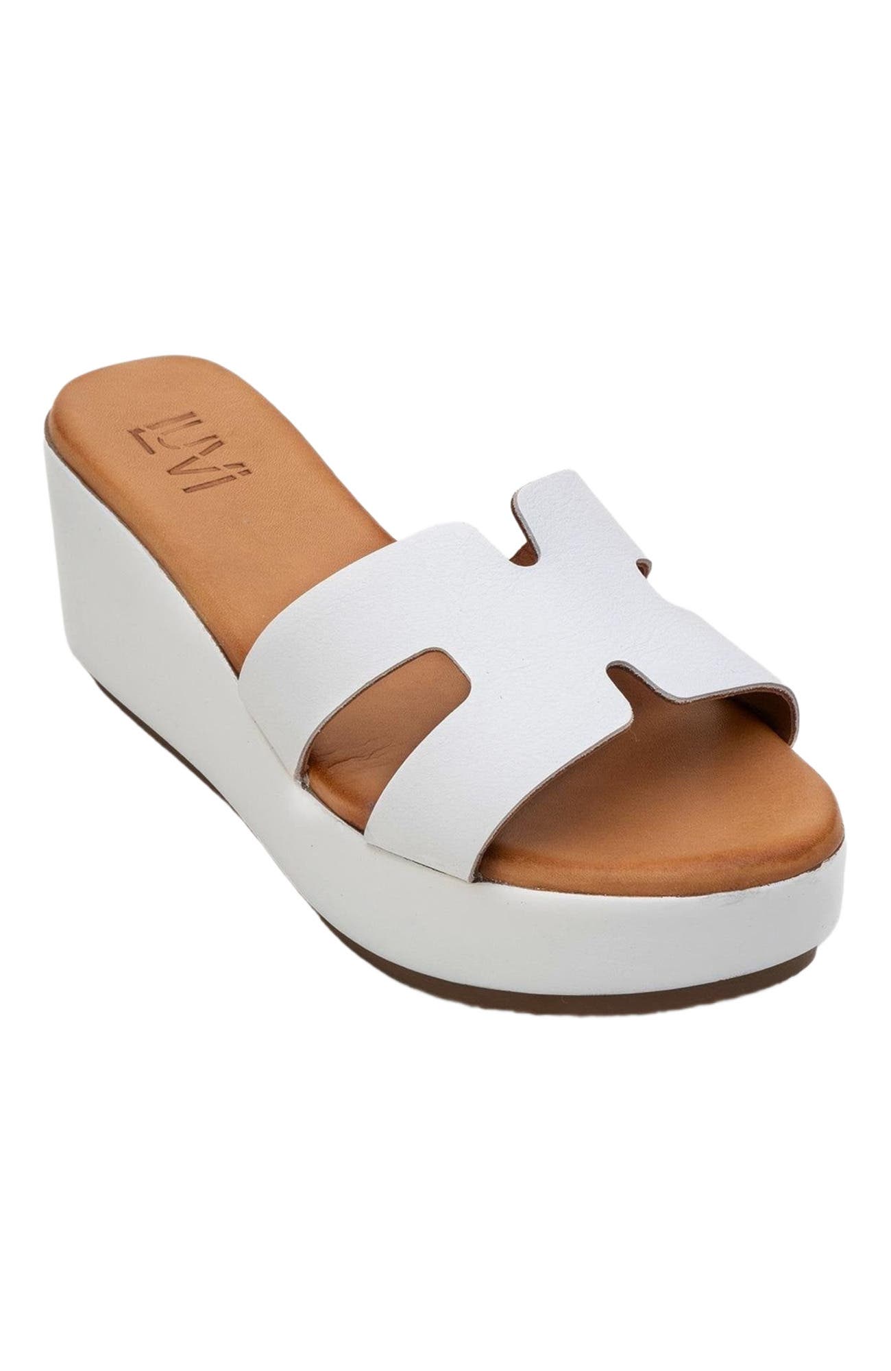 Forever 
Always Shoes Lia Leather Platform Sandal, Alternate, color, White Leather