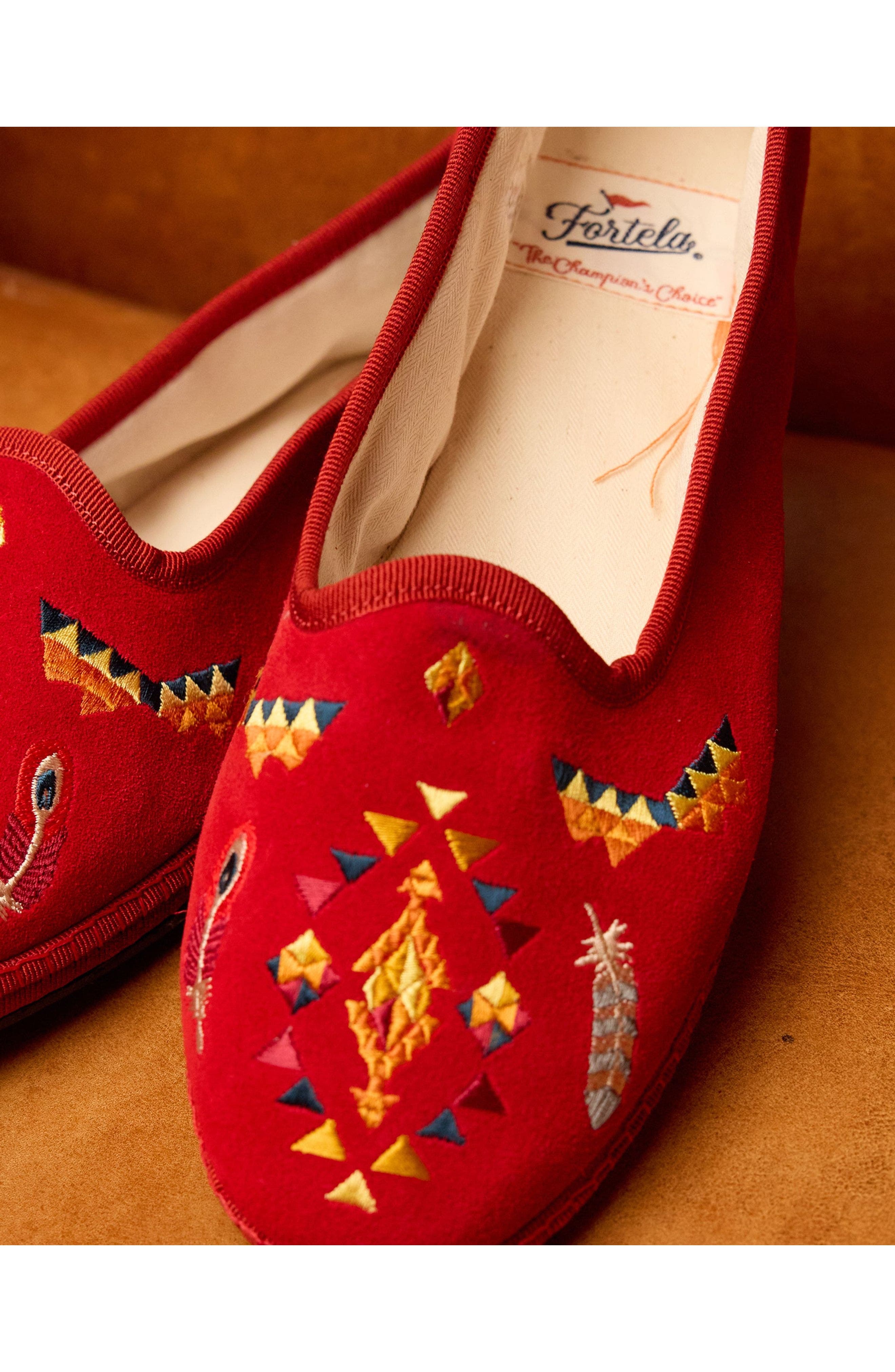 Frutate Friulane Suede Leather Embroidery, Alternate, color, FERRARI