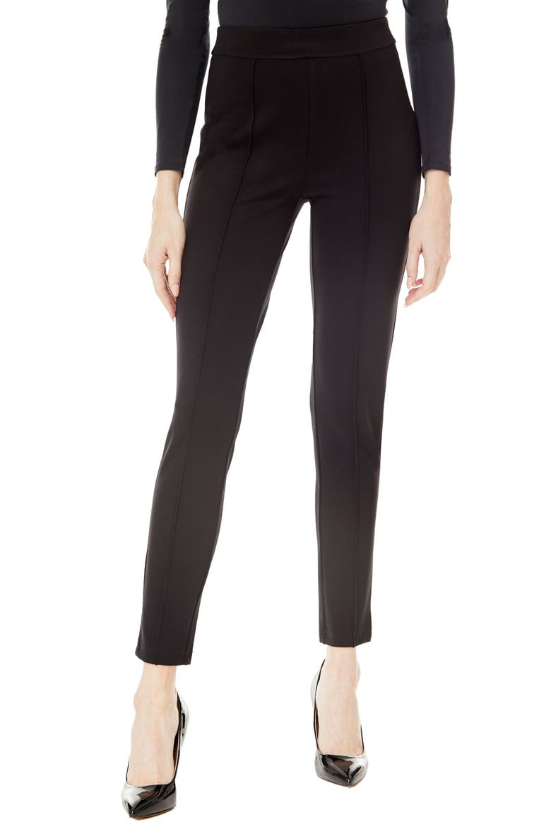 Sharon Seamed Front Ponte Knit Pants, Main, color, BLACK