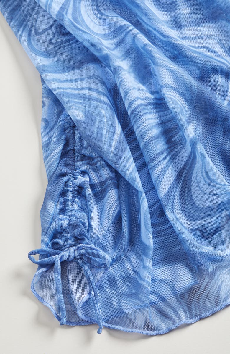 Zella Girl Kids' Print Mesh Cover-Up Tank Dress, Alternate, color, Blue Azure Rhythmic Swirl