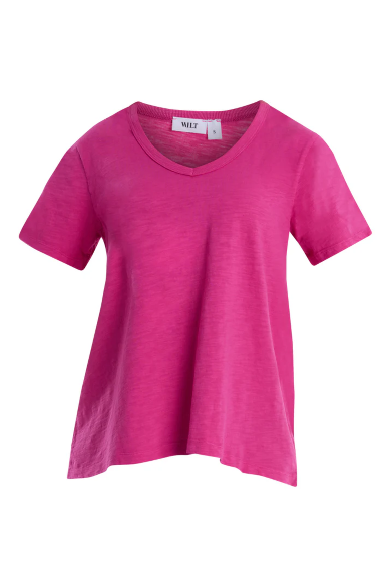 Deep V-Neck Ruched Sleeve Tee, Alternate, color, Rose Violet
