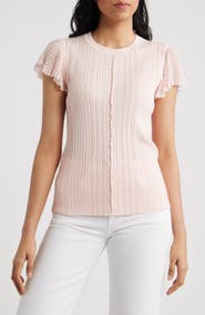 Wit & Wisdom Pointelle Flutter Sleeve Sweater