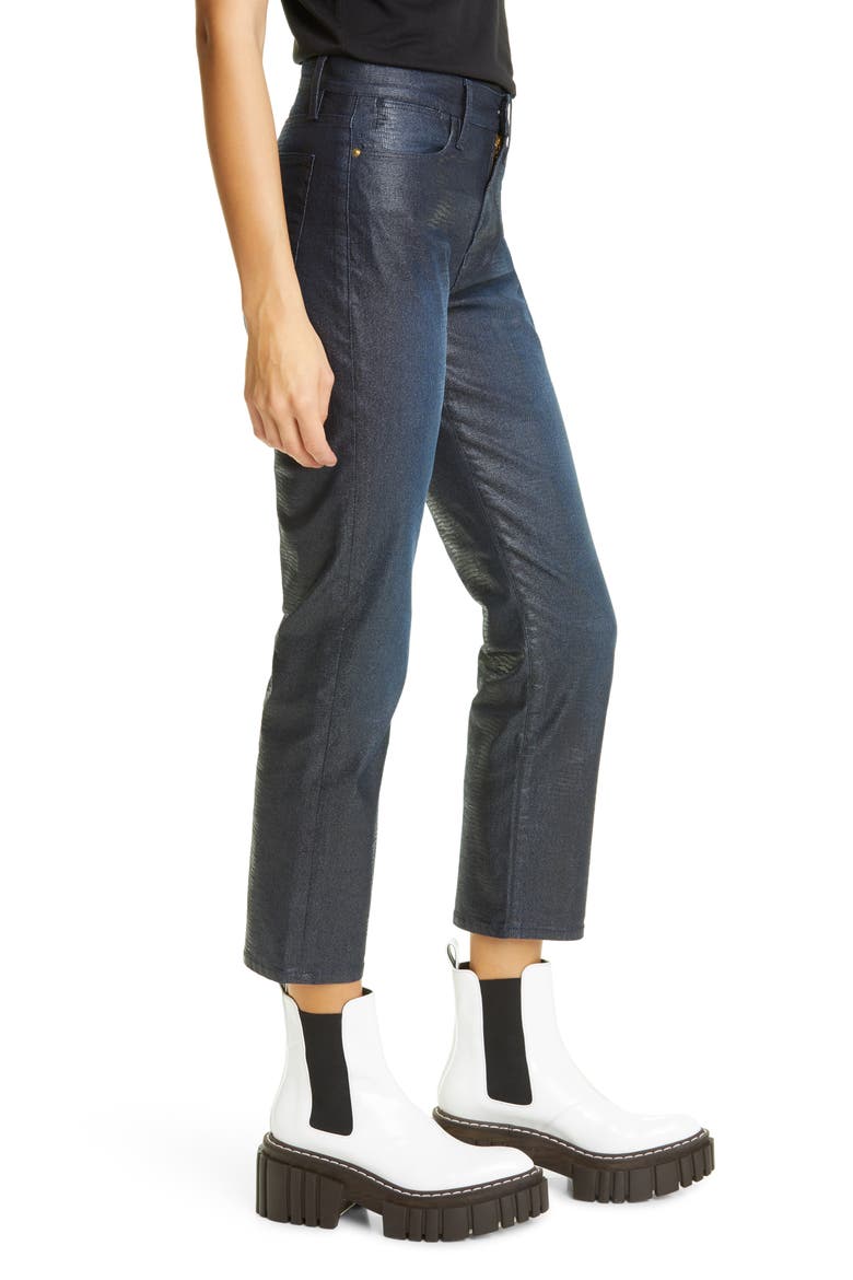 Le High Lizard Coated Straight Leg Jeans, Alternate, color, INDIGO LIZARD