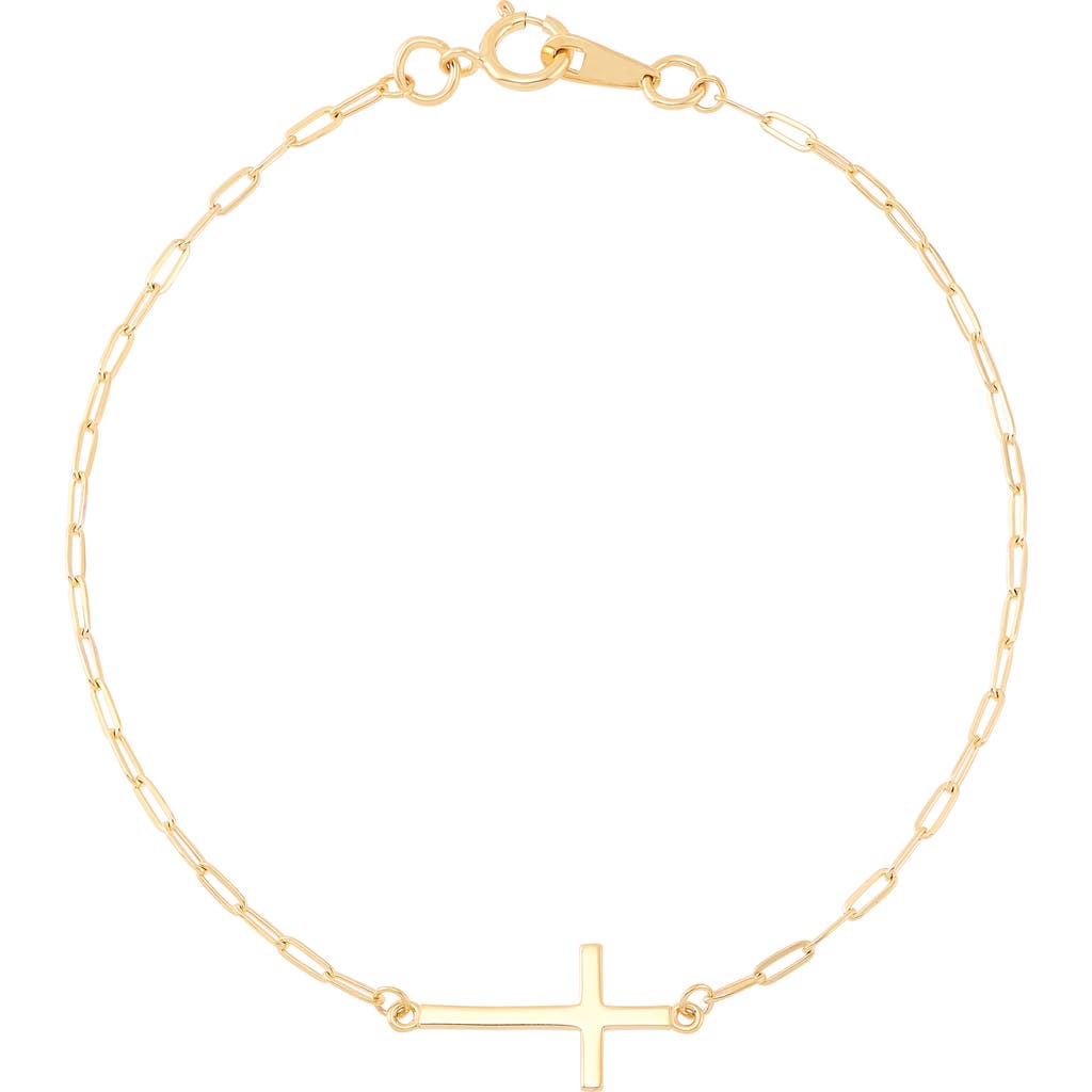 Frankie & Zoe Side Cross Paper Clip Bracelet In Gold