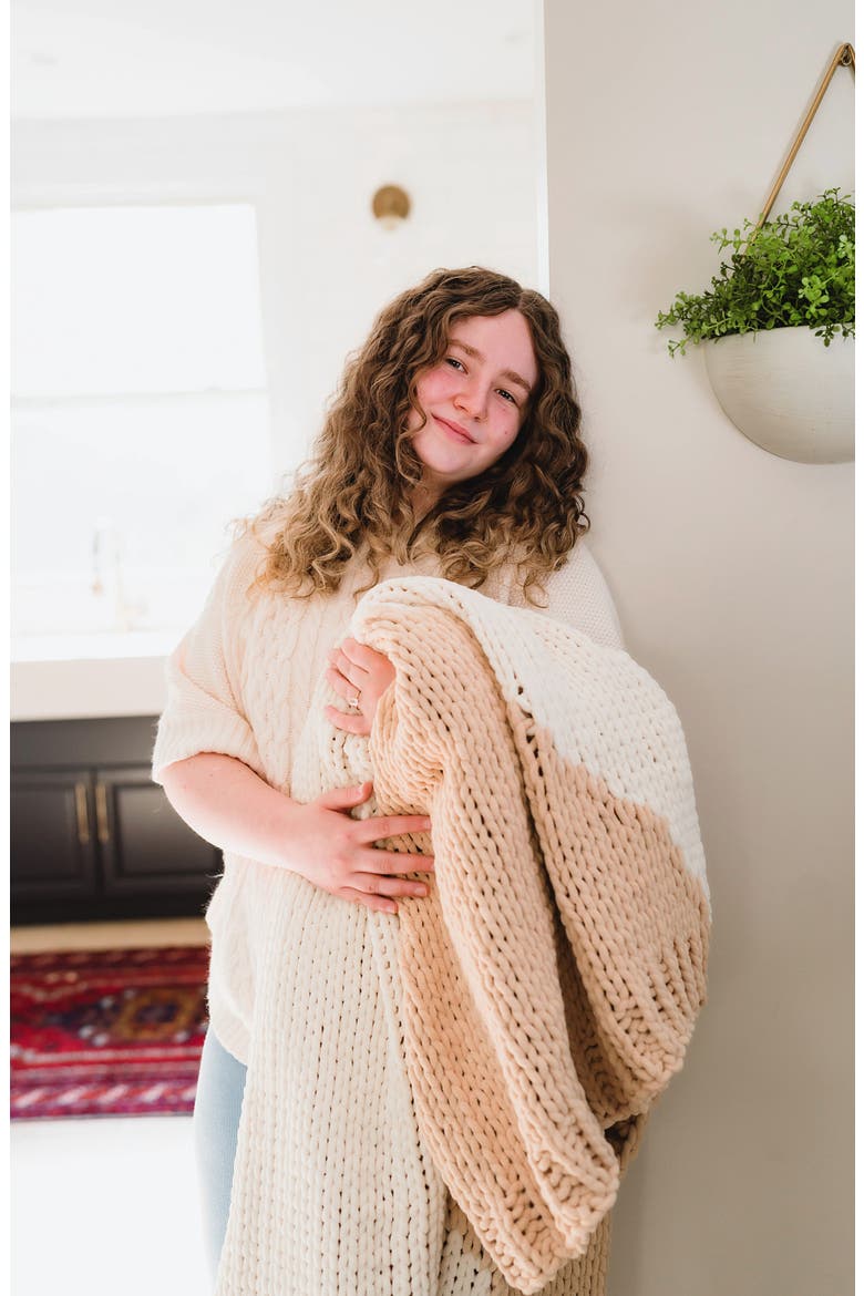 Chenille Knit Throw Blanket, Alternate, color, LATTE LIGHT GREY