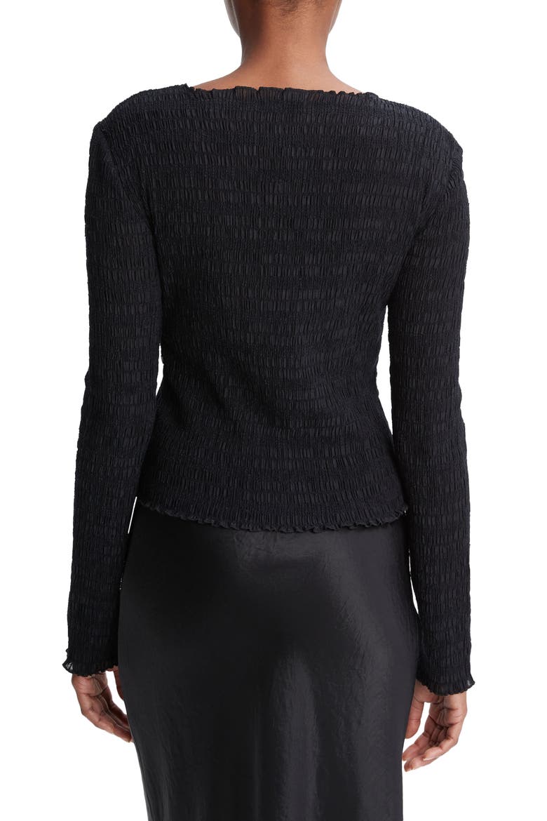 Smocked Long Sleeve Top, Alternate, color, BLACK