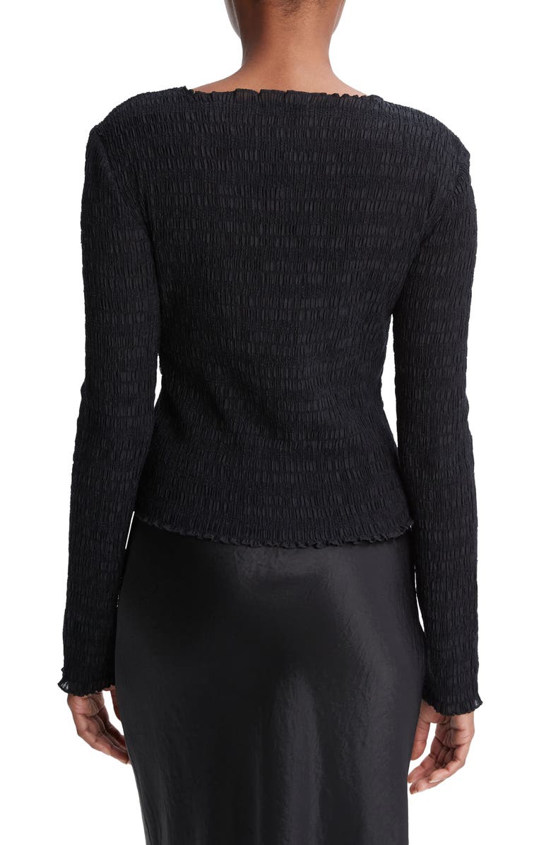 Vince Smocked Long Sleeve Top, Alternate, color, Black
