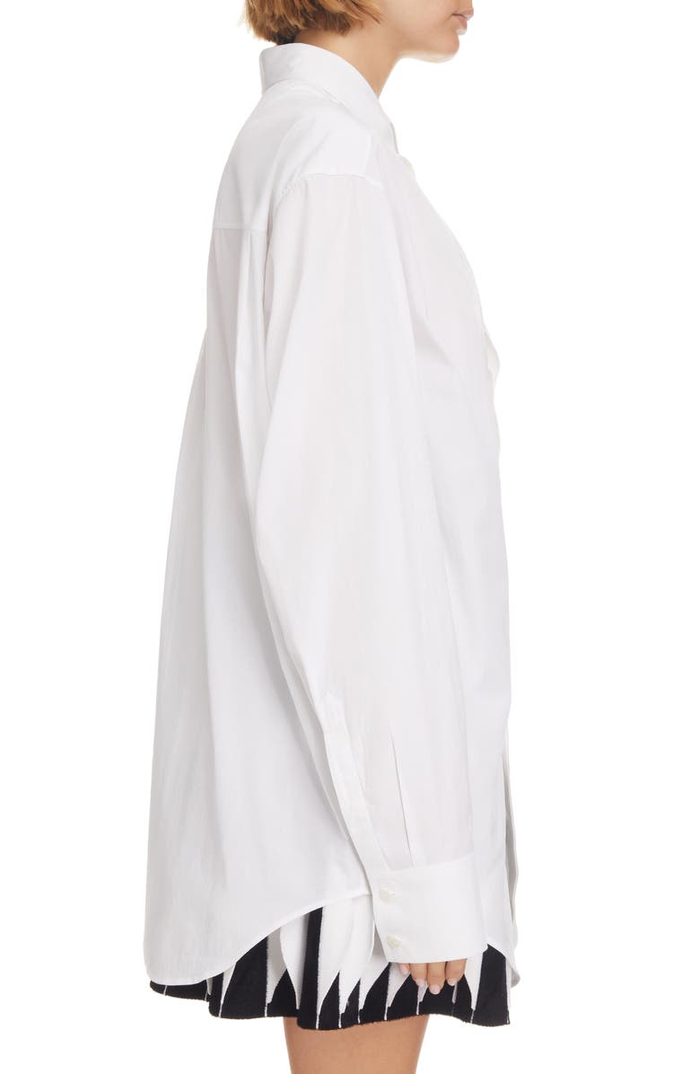 Alaïa Cotton Poplin Button-Up Blouse, Alternate, color,