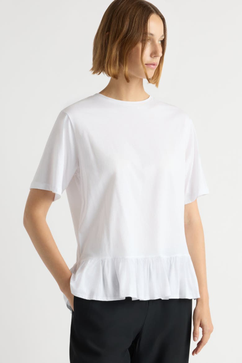 Leonie Organic Cotton Ruffled Tunic Tee, Alternate, color, White