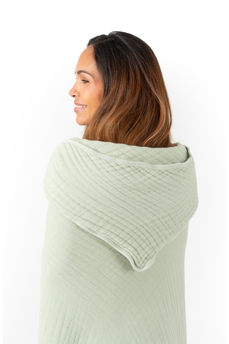 Adult Muslin Hooded Towel, Alternate, color, Sage