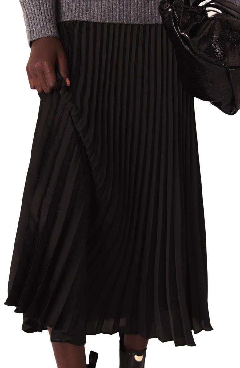 maje Dual-material maxi dress, Alternate, color, Grey/Black