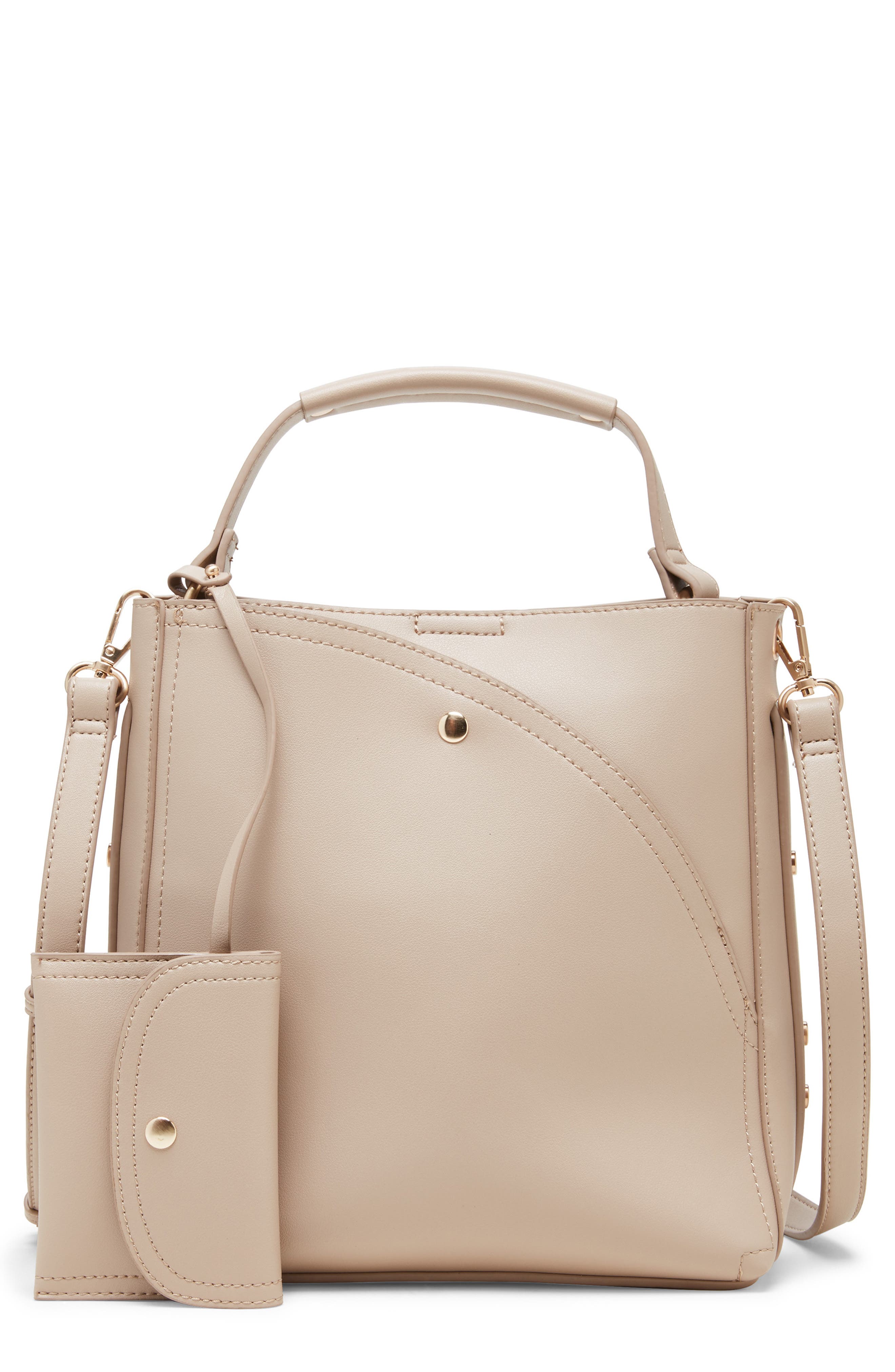 Hingi Faux Leather Shoulder Bag, Main, color, NUDE