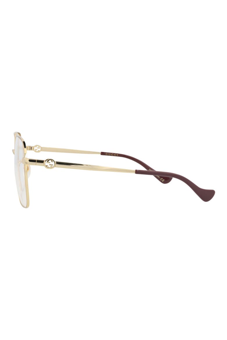 58mm Square Optical Glasses, Alternate, color, GOLD GOLD TRANSPARENT