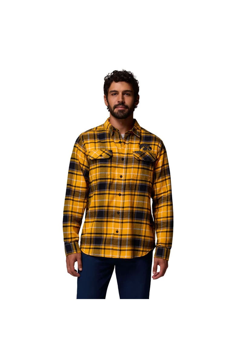 Columbia Men's Columbia  Gold Iowa Hawkeyes Flare Gun Omni-Wick Flannel Long Sleeve Button-Up Shirt, Main, color, 