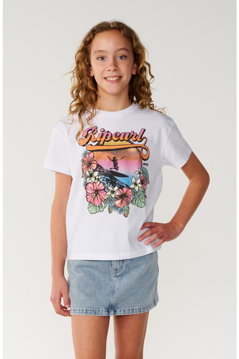 Wave Graphic Crop T-Shirt, Main, color, WHITE
