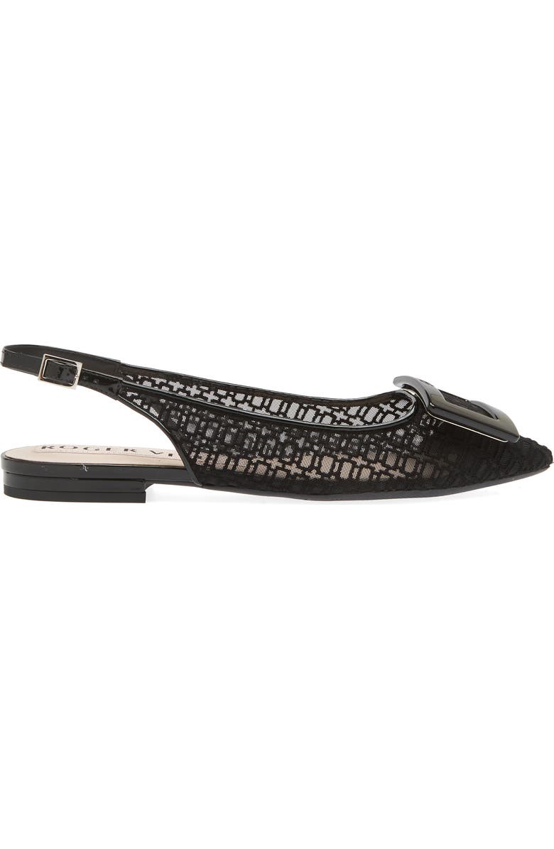 Roger Vivier Gommettine Embroidered Mesh Pointed Toe Slingback Flat, Alternate, color,