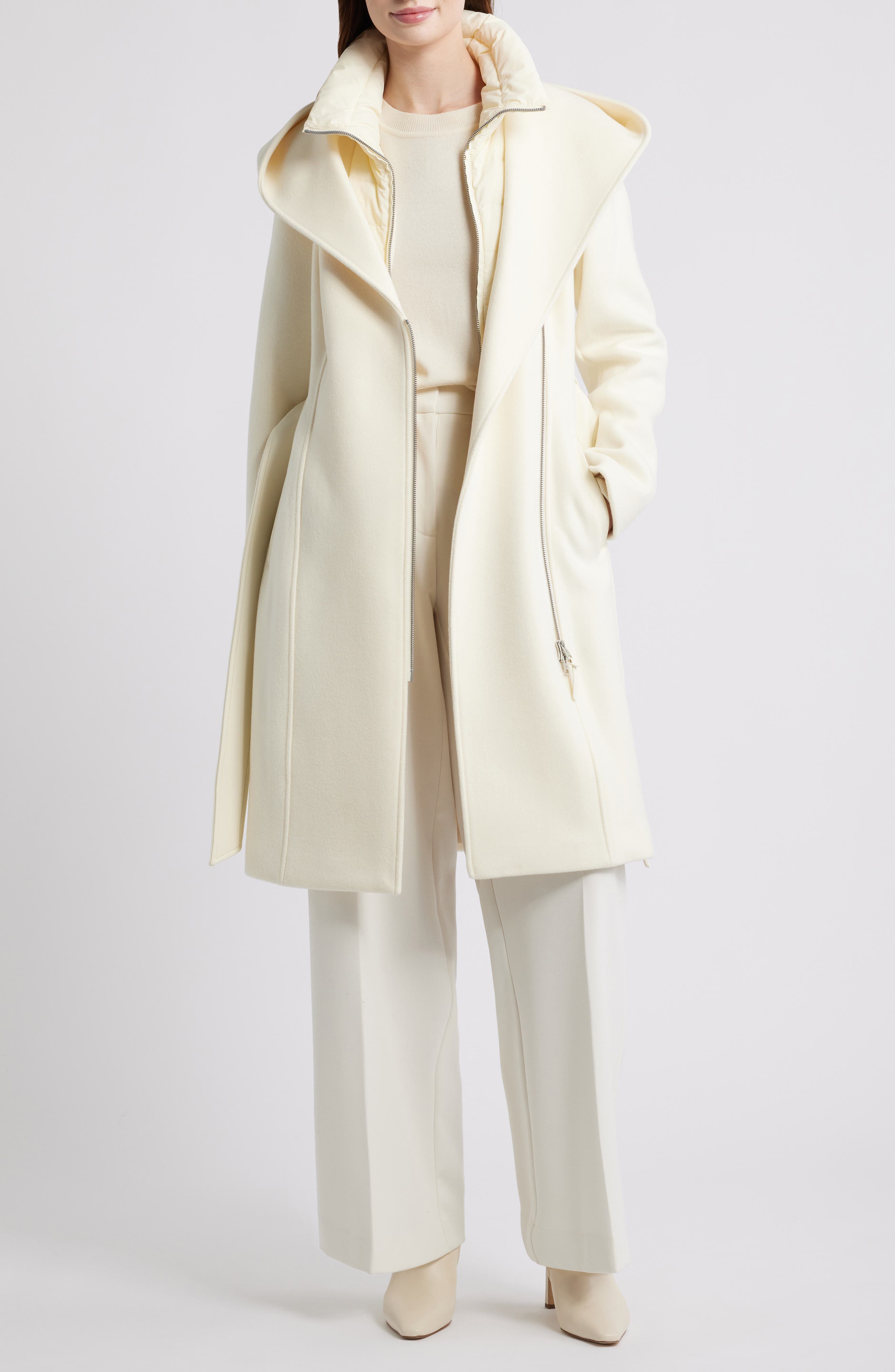 Shia-SLB 2-in-1 Double Face Wool Coat with Removable Bib (Women