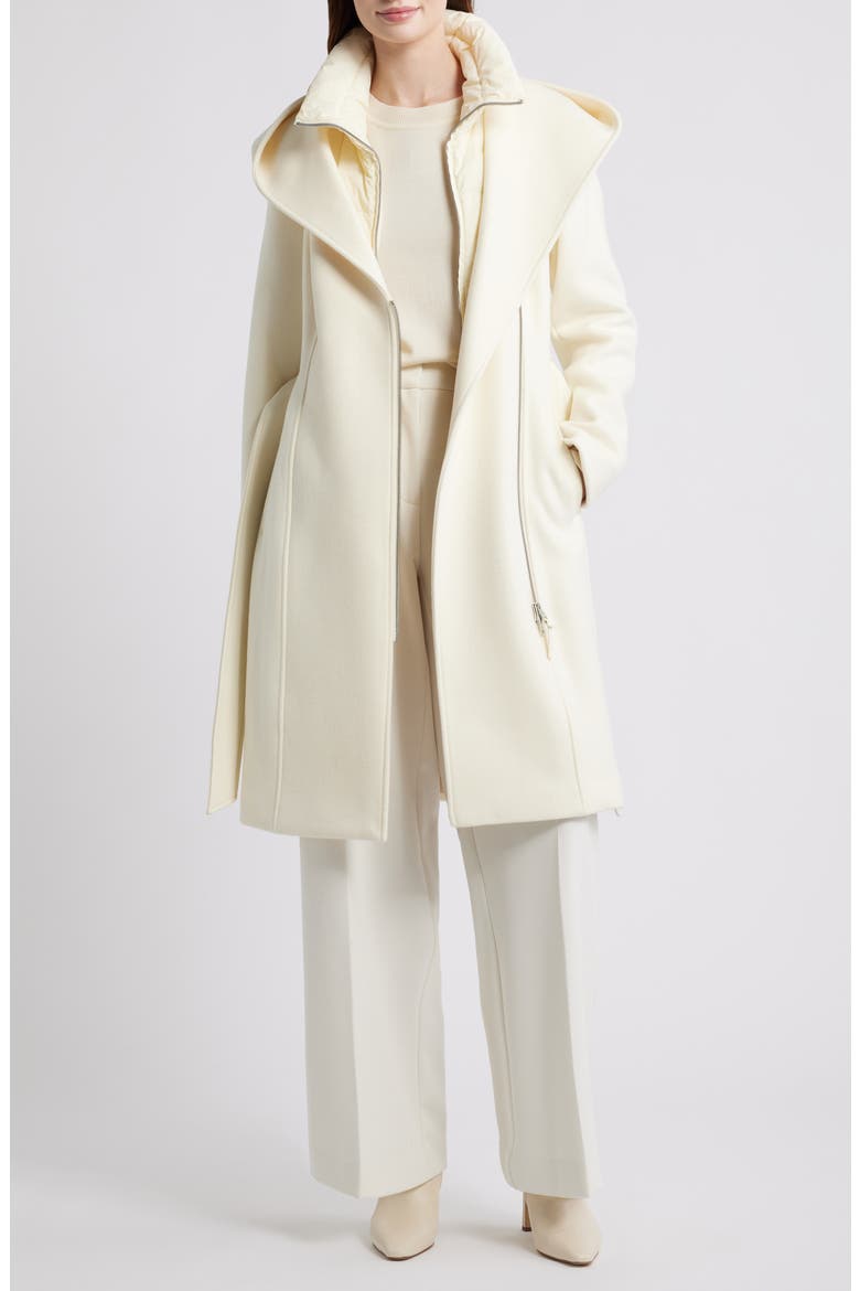 Shia-SLB 2-in-1 Double Face Wool Coat with Removable Bib, Alternate, color, CREAM