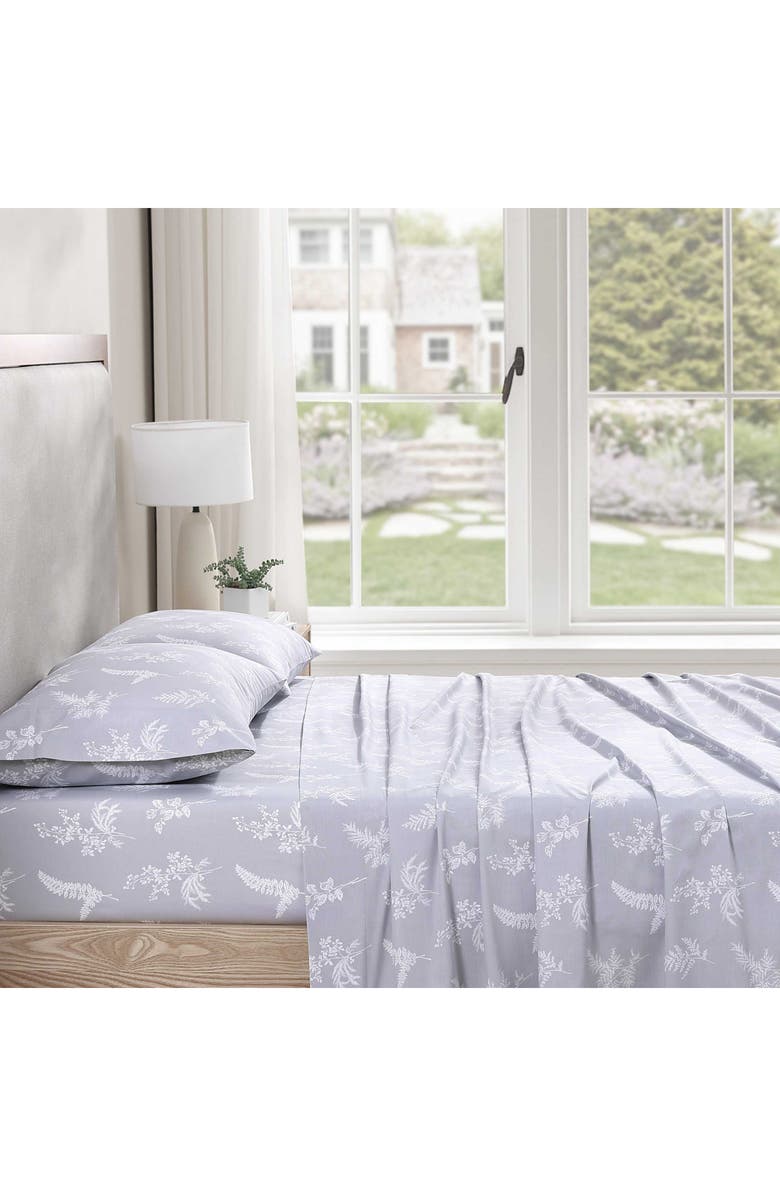 STONE COTTAGE Foliage 200 Thread Count Cotton Percale Sheet Set, Alternate, color, Lt-Pastel Grey