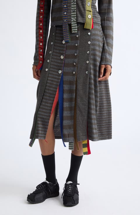 Mismatch Merino Wool Midi Skirt