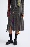 YanYan Mismatch Merino Wool Midi Skirt