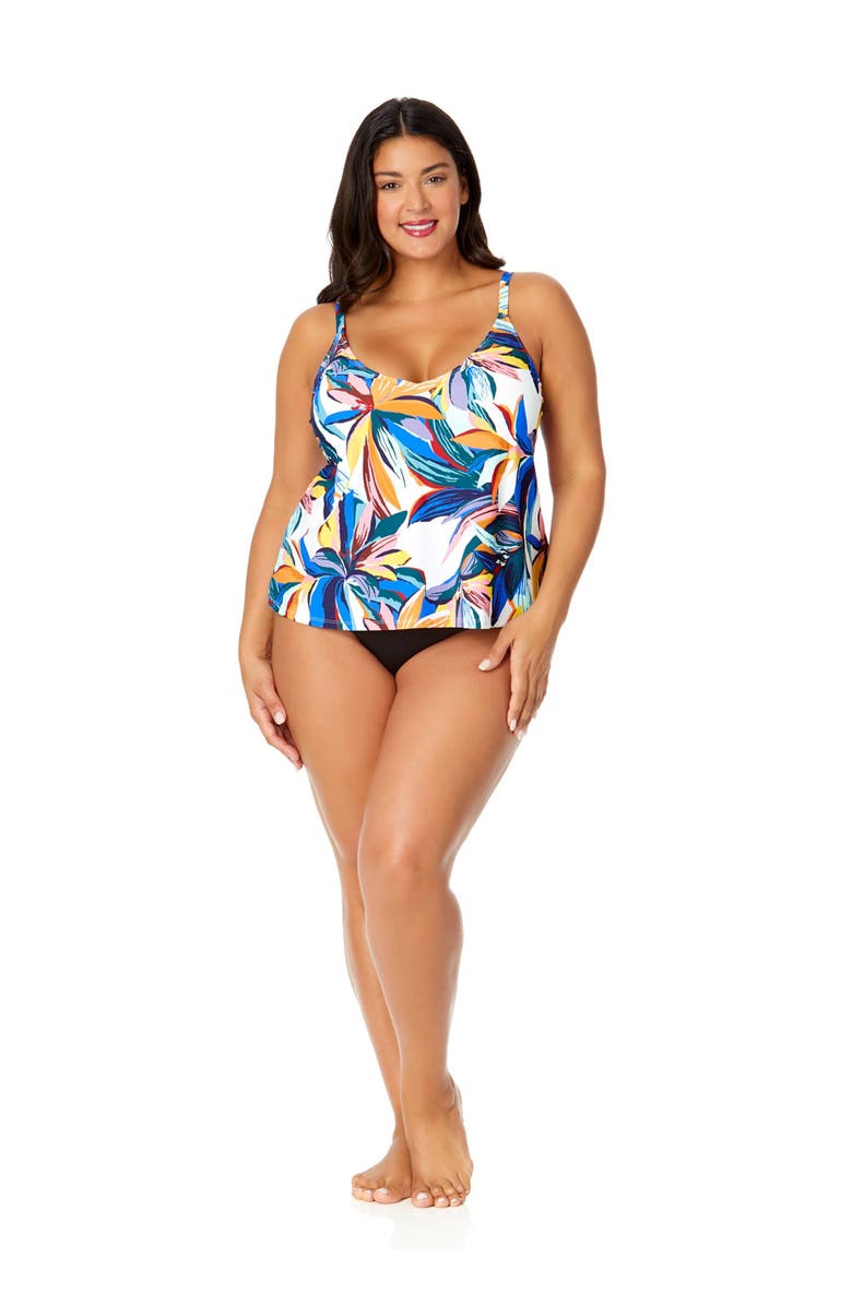 Anne Cole Plus Women's Plus Riviera Floral Easy Triangle Tankini Swim Top, Alternate, color, Riviera Floral