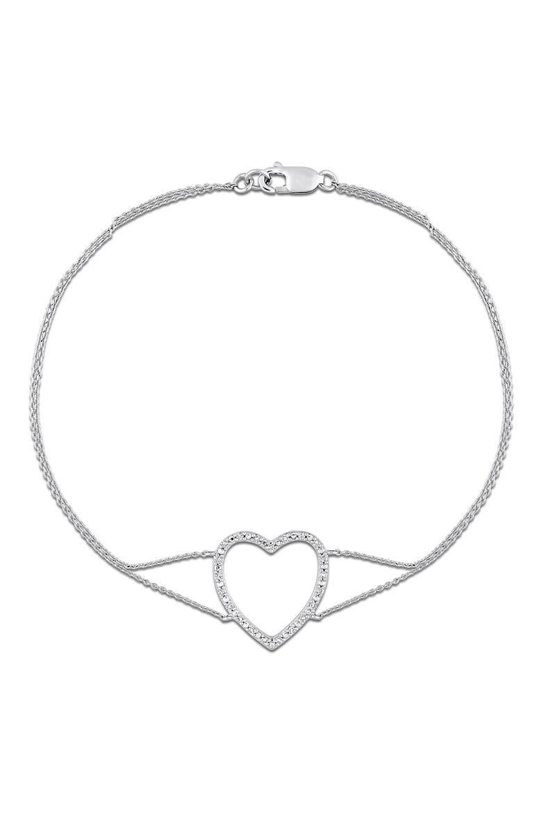 Diamond Open Heart Bracelet - 0.08ct., Main, color, WHITE GOLD