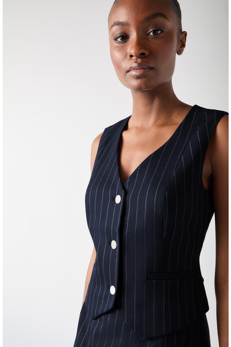 Bella Pinstripe Vest, Alternate, color, NAVY
