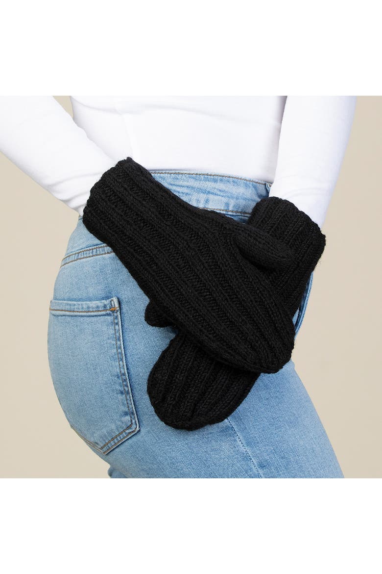 Women's Artisan Hand-Knit Denali Ribbed Mitten, Alternate, color, Stone