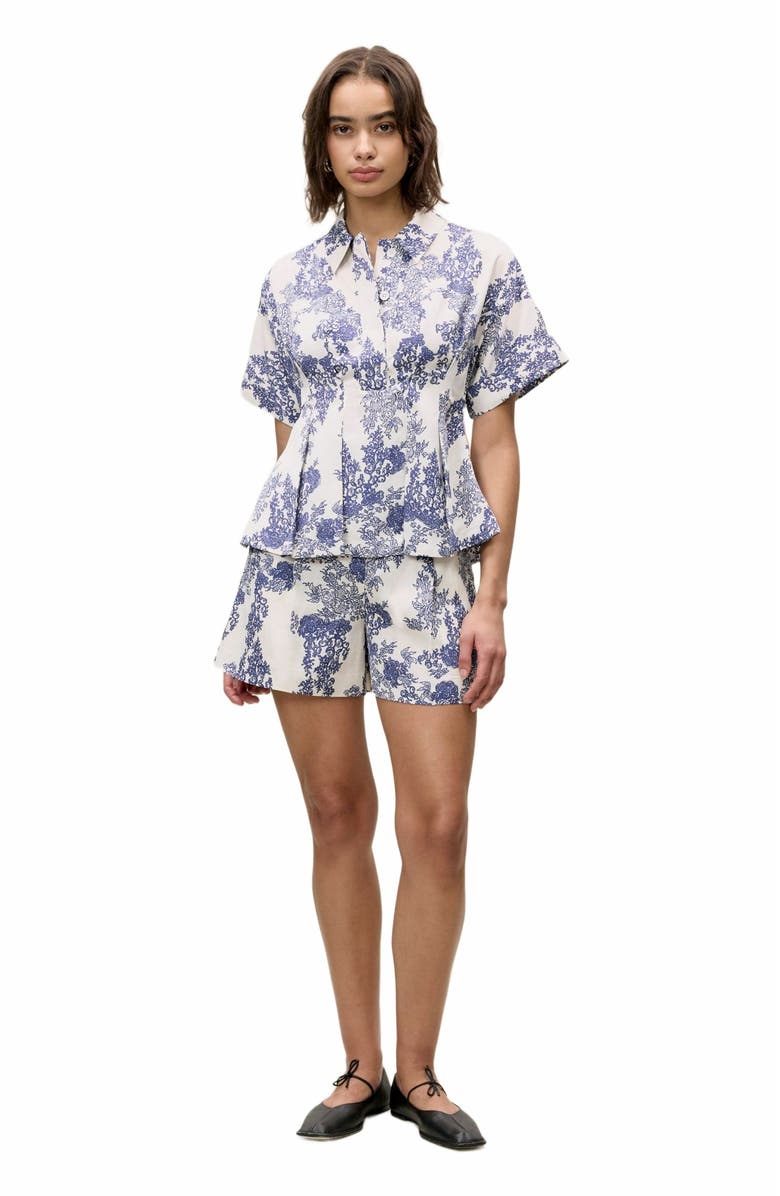 Rebecca Taylor Lena Shine Blouse, Main, color, Ivory Toile Combo