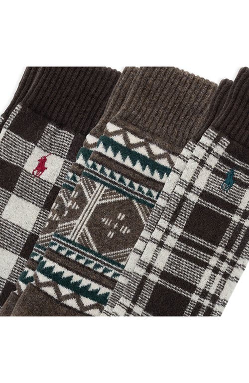 Polo Ralph Lauren Northwest Passage Assorted 3-pack Crew Socks Gift Box In Brown