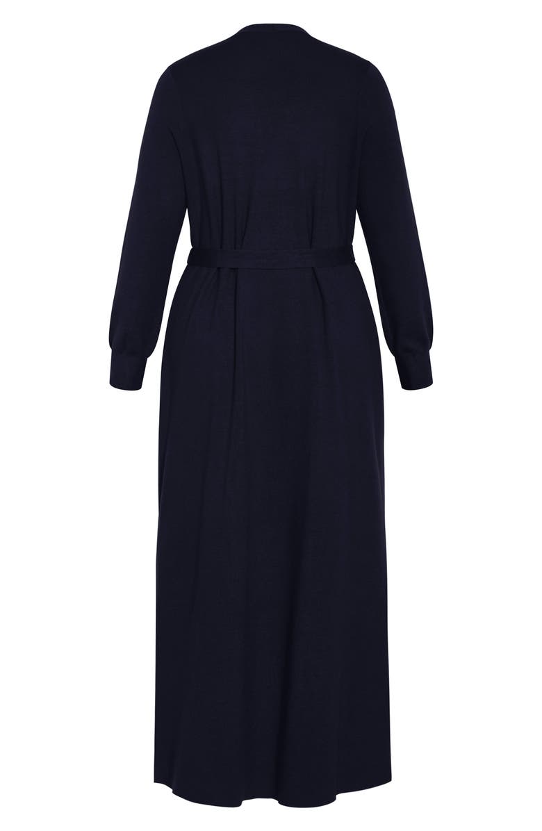 City Chic Larkin Long Sleeve Maxi Sweater Dress, Alternate, color, Navy