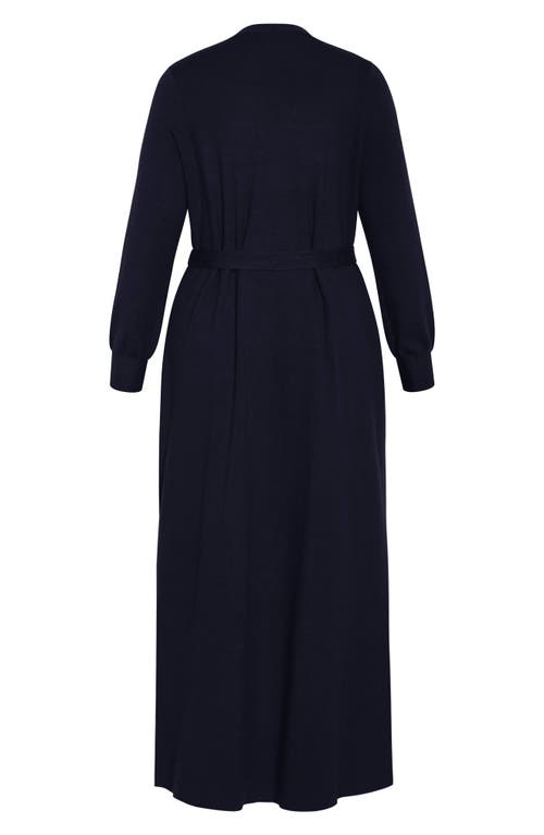 City Chic Larkin Long Sleeve Maxi Sweater Dress In Blue